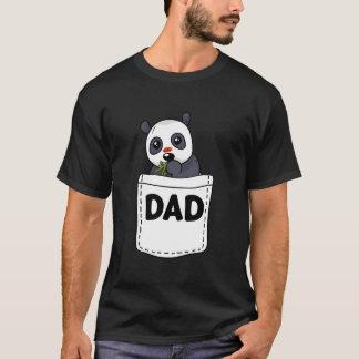 Dad Panda Pocket Fathers Day Animal Papa Grandpa T-Shirt