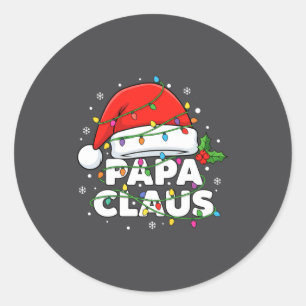 Dad Papa Claus Christmas Lights Family Matching Lo Classic Round Sticker