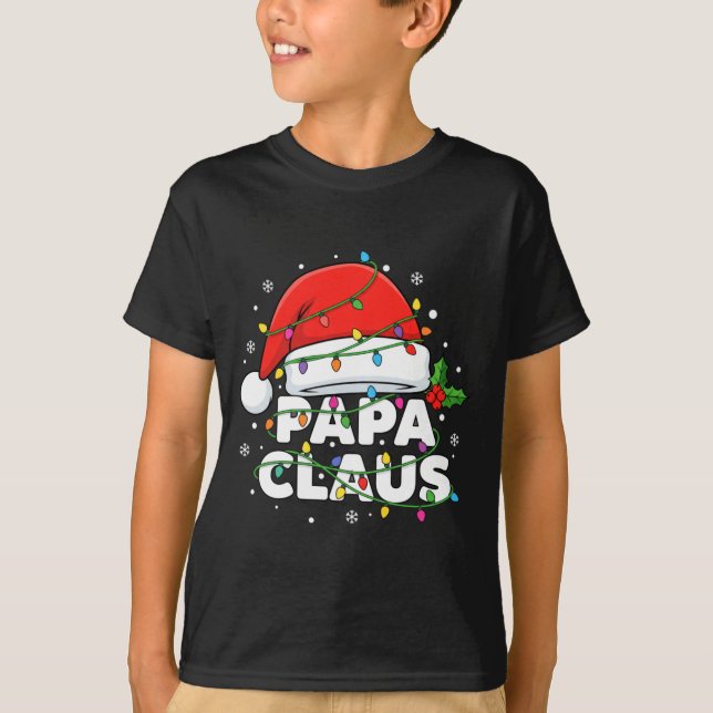 Dad Papa Claus Christmas Lights Family Matching Lo T-Shirt (Front)