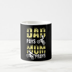 Dad Pays Mum Prays Motocross Dirt Bike Coffee Mug