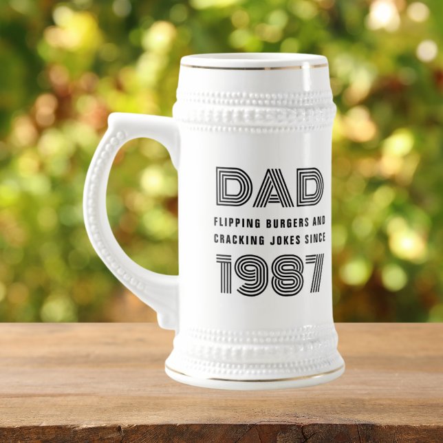 Dad Personalised Year Grill Master BBQ Burger Beer Stein (Creator Uploaded)
