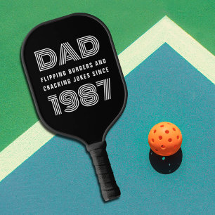Dad Personalised Year Grill Master Black Pickleball Paddle