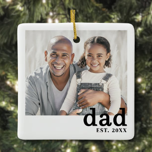 Dad Personalized Photo Christmas Ceramic Ornament