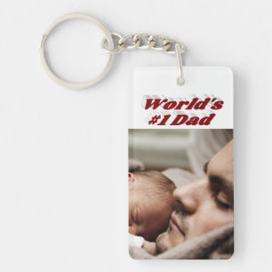 Dad Photo burgundy text Key Ring