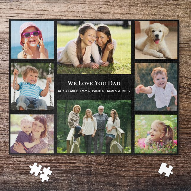 Dad Photo Collage Black Jigsaw Puzzle (Creator Uploaded)