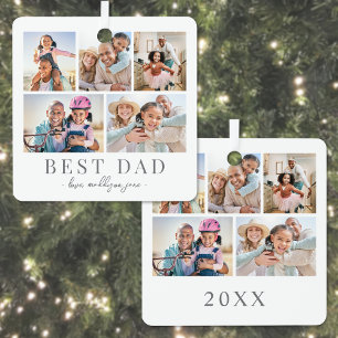 Dad Photo Collage Christmas Metal Tree Decoration