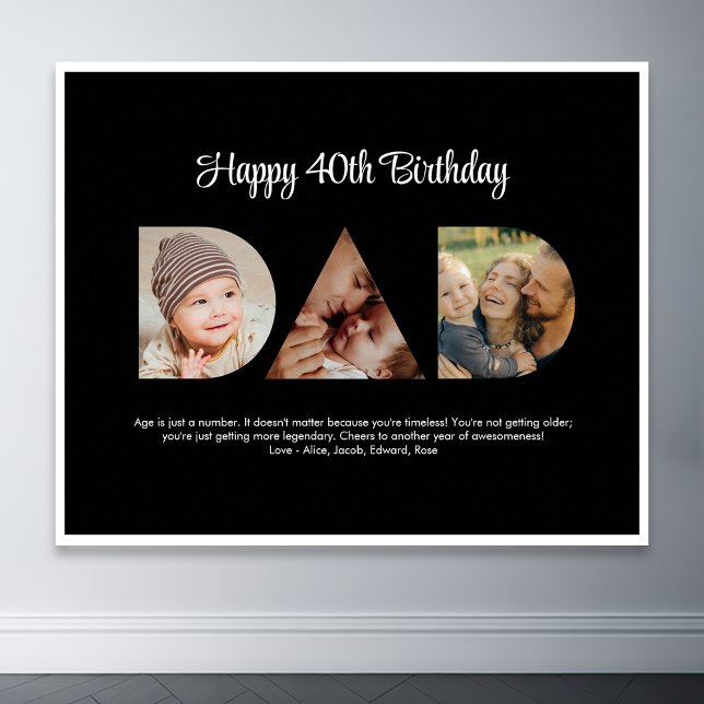 Dad Photo Collage Cutout Father's Day Birthday Poster (Dad photo collage poster)