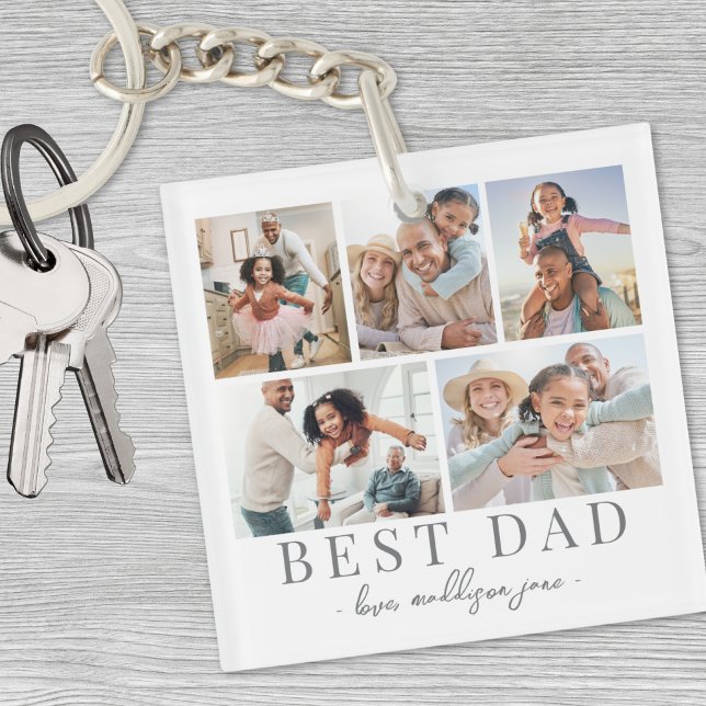 Dad Photo Collage Key Ring (Dad Photo Collage Keychain)