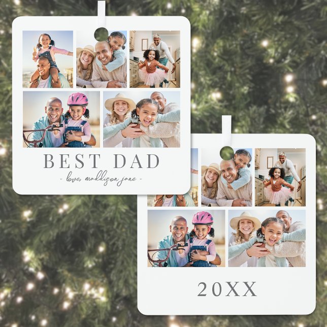 Dad Photo Collage  Metal Tree Decoration (Dad Photo Collage Christmas Metal Ornament)