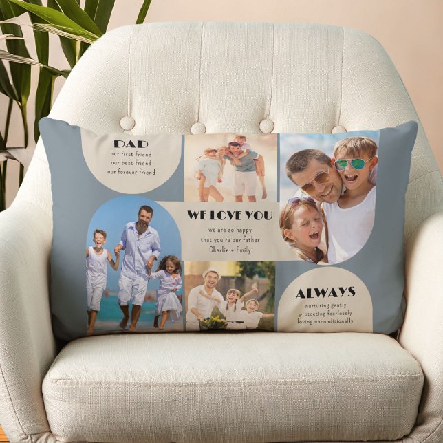Dad Photo Collage with Appreciation Wording Lumbar Cushion (Photo Pillow for Dad)