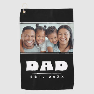 Dad Photo Est. Date Modern Black & White Sports  Golf Towel