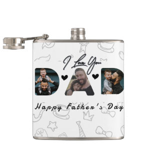 DAD Photo Father's Day Personalised  Hip Flask