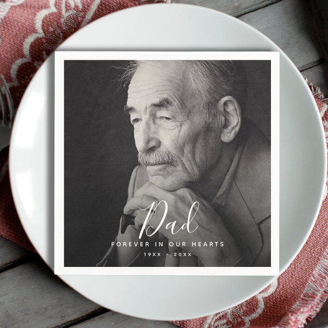 Dad Photo Memorial Tribute Funeral Napkin (Dad Memorial Napkins)