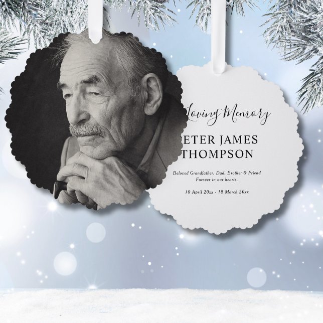 Dad Photo Memorial Tribute Remembrance  Tree Decoration Card (Creator Uploaded)