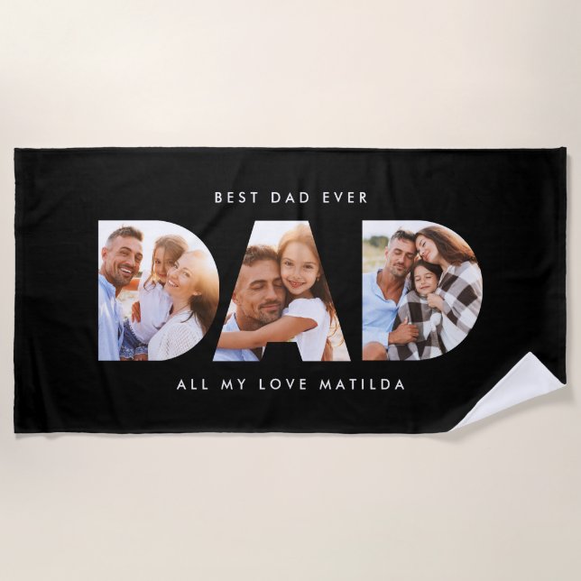 Dad photo modern typography child gift beach towel (Front)