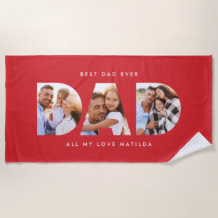 Dad photo modern typography child gift beach towel