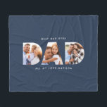 Dad photo modern typography child gift fleece blanket<br><div class="desc">Dad multi photo modern typography child gift. Ideal fathers day,  birthday or christmas gift. Colours can be changed.</div>