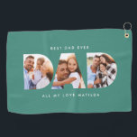 Dad photo modern typography child gift golf towel<br><div class="desc">Dad multi photo modern typography child gift. Ideal fathers day,  birthday or christmas gift. Colours can be changed.</div>