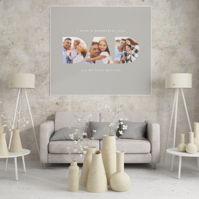 Dad photo modern typography child gift grey poster (Creator Uploaded)