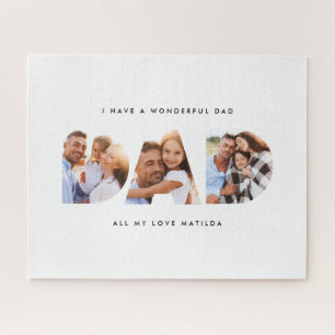 Dad photo modern typography child gift jigsaw puzzle