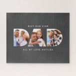 Dad photo modern typography child gift  jigsaw puzzle<br><div class="desc">Dad multi photo modern typography child gift. Ideal fathers day,  birthday or christmas gift. Colours can be changed.</div>