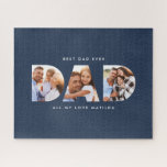 Dad photo modern typography child gift  jigsaw puzzle<br><div class="desc">Dad multi photo modern typography child gift. Ideal fathers day,  birthday or christmas gift. Colours can be changed.</div>