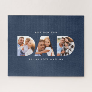 Dad photo modern typography child gift  jigsaw puzzle