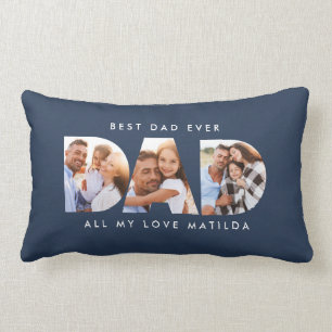 Dad photo modern typography child gift lumbar cushion