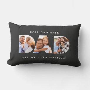 Dad photo modern typography child gift lumbar cushion