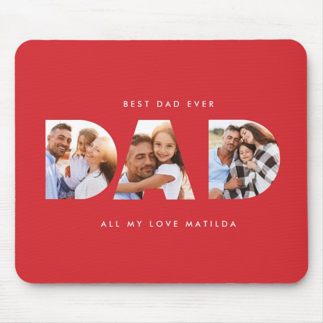 Dad photo modern typography child gift mouse pad (Front)