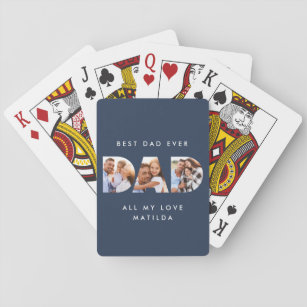 Dad photo modern typography child gift playing cards