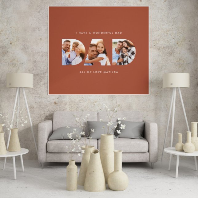 Dad photo modern typography child gift terracotta poster (Creator Uploaded)