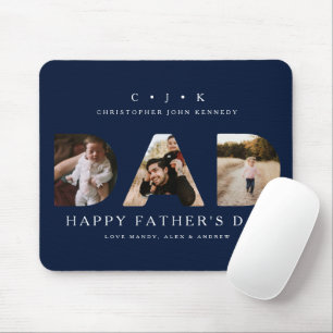 DAD Photo Navy Father's Day Personalised Monogram  Mouse Pad