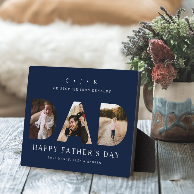 DAD Photo Navy Father's Day Personalised Monogram Plaque (Creator Uploaded)