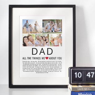 Dad Photos Things We Love About You Father's Day Poster