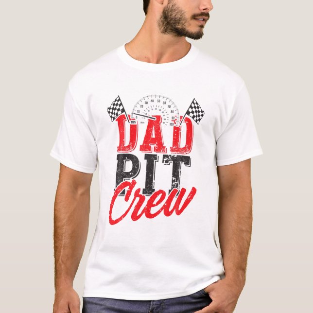 Dad Pit Crew – Birthday Party Car T-Shirt (Front)