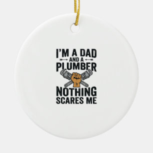 Dad Plumber Nothing Scares Me Vintage Shirt Design Ceramic Tree Decoration