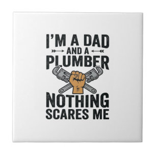 Dad Plumber Nothing Scares Me Vintage Shirt Design Tile