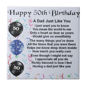 Dad Poem  50th Birthday Tile