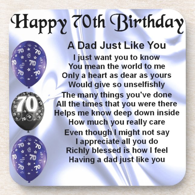 Dad Poem 70th Birthday Coaster (Front)