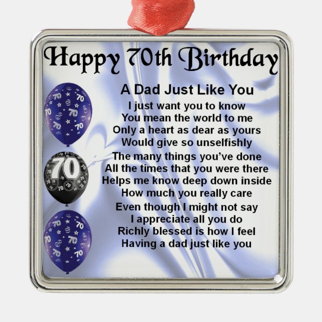 Dad Poem 70th Birthday Metal Tree Decoration (Front)