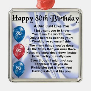 Dad Poem  80th Birthday Metal Tree Decoration