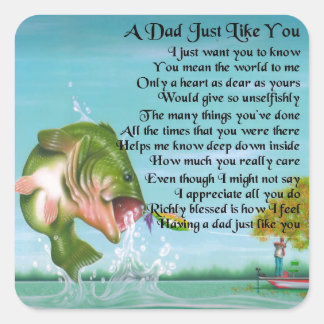 Dad Poem - Fishing Design Square Sticker