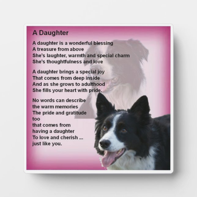 Dad  Poem Plaque  -  Border Collie  Design (Front)