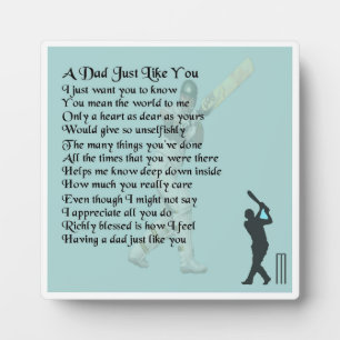 Dad  Poem Plaque  -  Cricket  Design