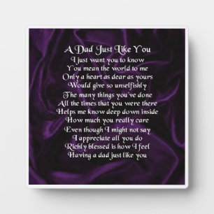 Dad  Poem Plaque  -  Purple Silk  Design