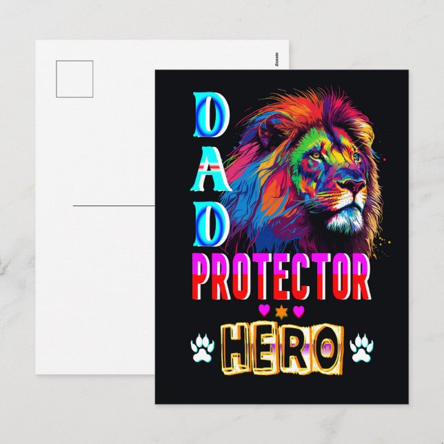 Dad Protector Hero Holiday Postcard (Front/Back)
