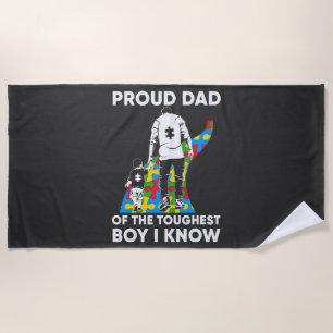 Dad Puzzle Autism Awareness Gift for Birthday Beach Towel
