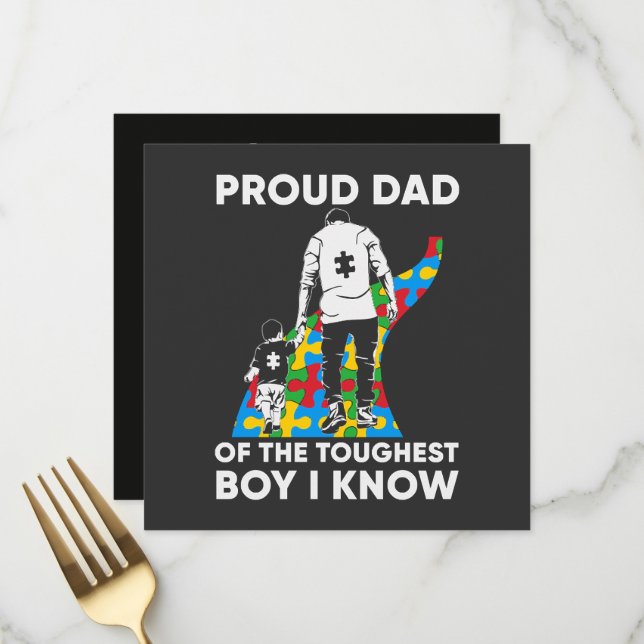 Dad Puzzle Autism Awareness Gift for Birthday Menu (Front/Back In Situ)