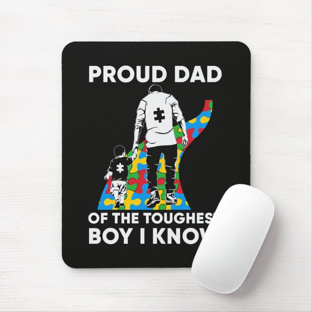 Dad Puzzle Autism Awareness Gift for Birthday Mouse Pad (With Mouse)